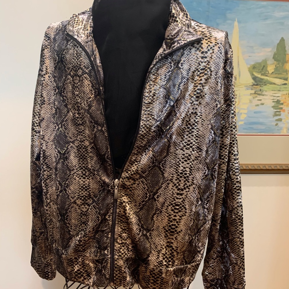 MIRROR IMAGE ZIP FRONT VELOUR JACKET XL